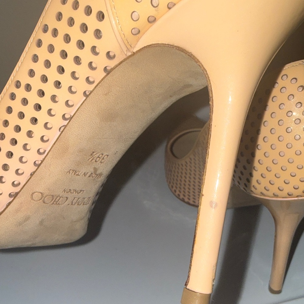 Jimmy Choo Perforated Nude Heels - Picture 8 of 16